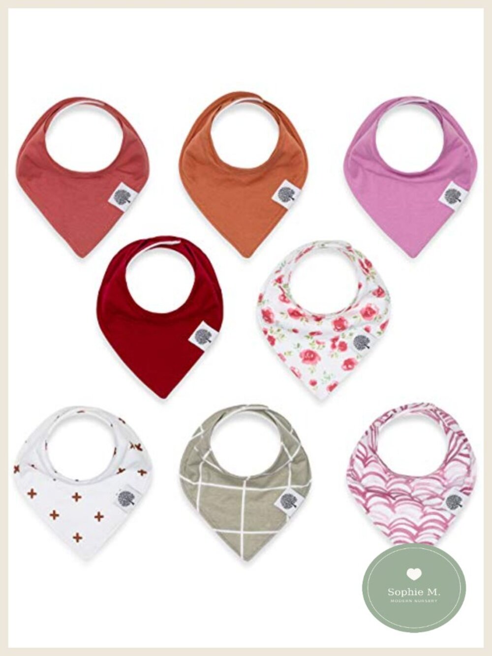 8 Pack Bandana Drool Bibs Cotton Adjustable Snap Baby Shower Gift